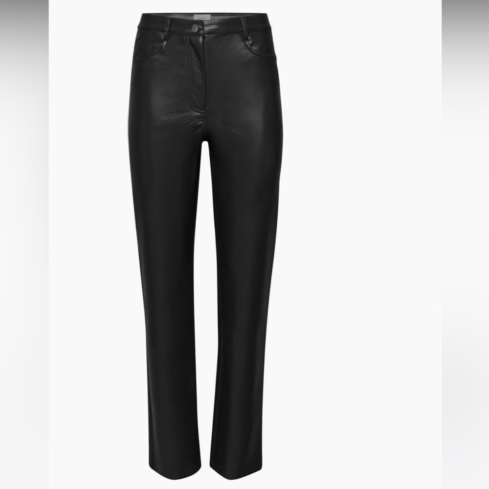 Aritzia Wilfred Melina high rise straight leg faux leather pants black size  0